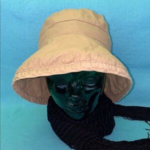 JACLYN SMITH Bucket hat tan wide brim beach sun summer size OSFA